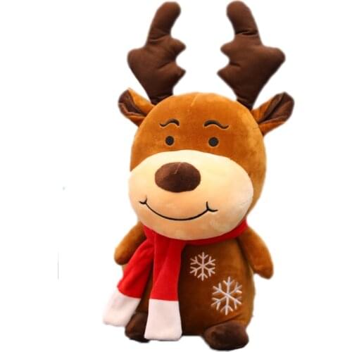 1pcs Cute Scarf Reindeer Plush Stuffed Soft Doll Kids Toy Home Sofa Decor Xmas Gift Kids Educational Toys Christmas Ornaments