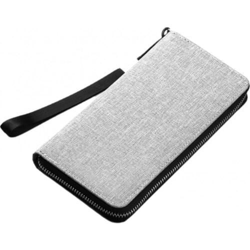 Fashion Men Solid Color Multi-slot Large Capacity Canvas Card Cash Wallet Zipper Business Handbag Wallet Purse кошелек мужской