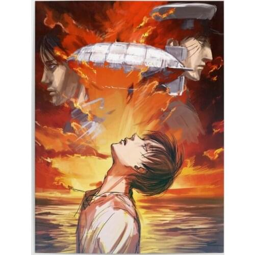 Modular Attack on Titan Canvas Painting Wall Art Eren Jaeger Pictures Home Decor Bedroom Bedside Background Anime Poster Framed