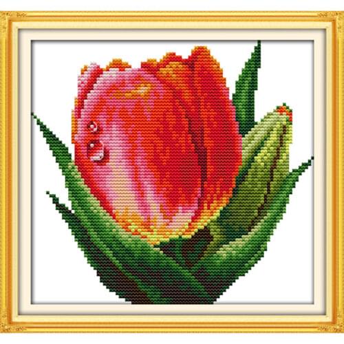 Red Tulip cross stitch kit 14ct 11ct count print canvas stitching embroidery DIY handmade needlework plus