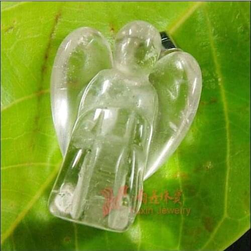 Wholesale Fashion Natural Stone Rock Crystal Angel Pendants Charms for Necklace Making Jewlery Carved Angel With Wing Pendant