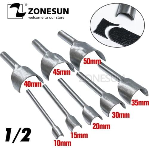 ZONESUN leather punch Semicircle Shape Punch Tool Leather Belt Cutter 8 Pcs Craft Hand Tool 10-50mm Diameter
