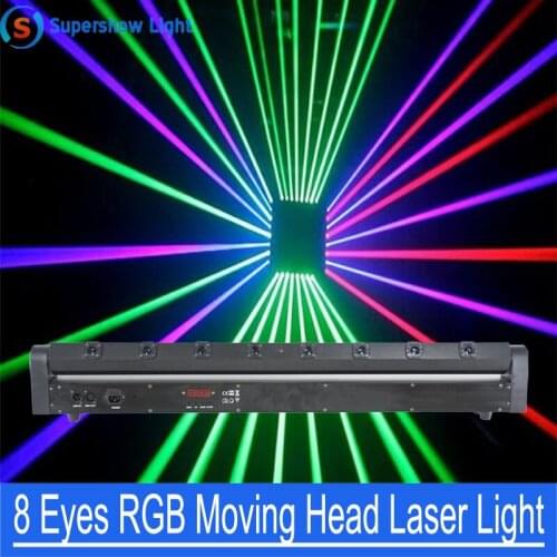 8 Eyes Full Color RGB Rotating Voice Control Laser Bar Beam Stage Effect Lighting For DJ Disco Moving Head Projector DMX Control