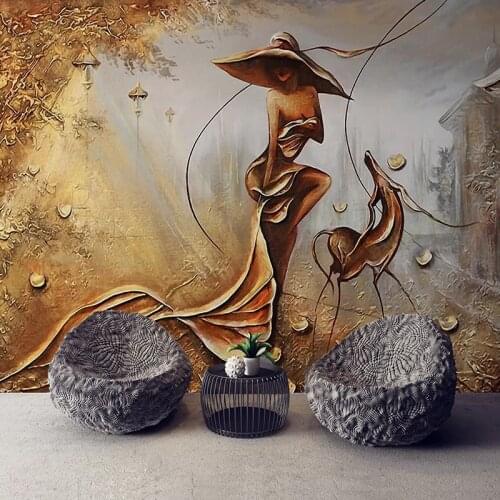 Custom Photo Wallpaper For Bedroom Walls 3D Stereoscopic Embossed Golden Beauty Art Mural European Style Street View Wallpaper