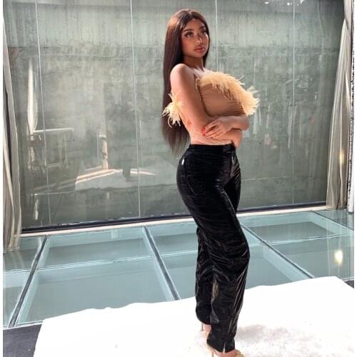 3 Colors Revolving Tailoring Multi-Zip Stitching High-Waist Casual Trousers With Reflective Gloss Texture