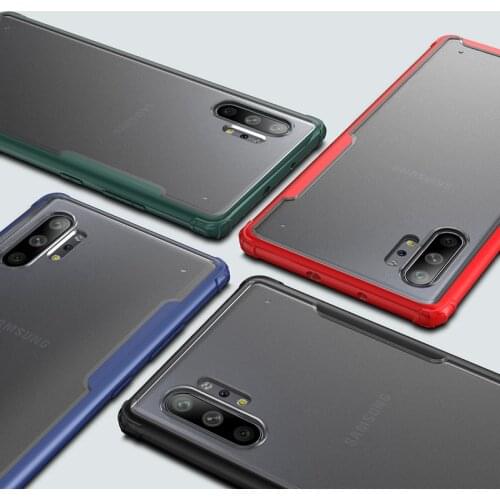 Shockproof Armor Matte Case For Samsung Galaxy Note 10 Plus Note 20 Ultra Luxury Silicone Bumper Clear Hard PC Cover Funda