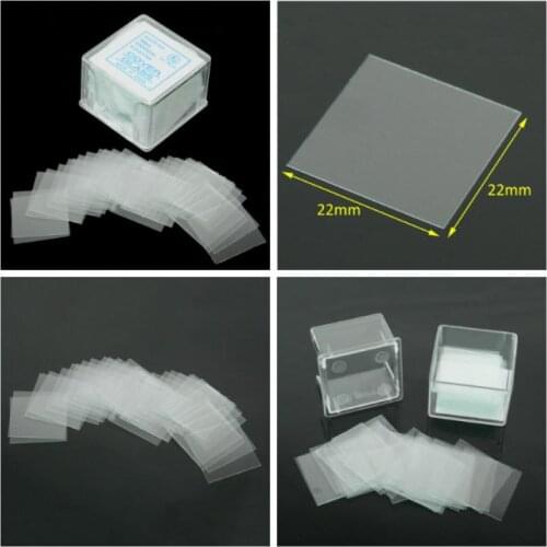 100pcs 22x22mm transparent microscope cover glass laboratory blank square microscope cover glass cover sliding tool