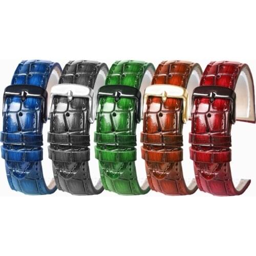 18mm 20mm 22mm Genuine Leather Watchband Strap Men and Women Watchband Clear Personality Crocodile Texture Strap Bracelet Wrist