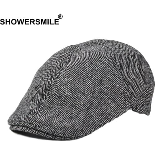 SHOWERSMILE Visors 2021 New Autumn Winter Hat Beret Cap Caps for Men Women Brown Herringbone Ivy Newsboy British Flat Cap