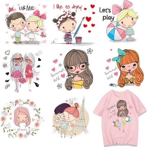 Cute Angel Dinosaur Heat Transfers Patches Boy Girl Iron On Sticker For T-shirt Dresses Patch DIY Clothes Applique Decoration F