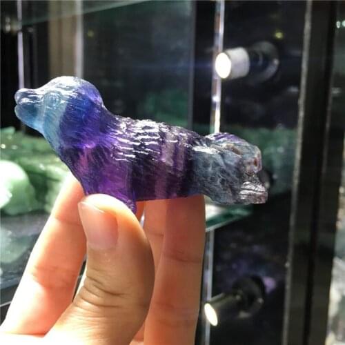 New year special offer amazing natural colorful fluorite gemstone healing crystals mineral hand carving seal figurine as gifts