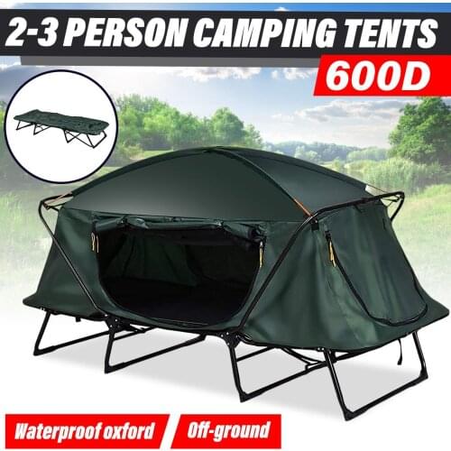 2-3 Person Camping Tents Folding Off-ground Sleeping Bed tent Outdoor Waterproof Ultralight Portable Army Green Tent EU Stock