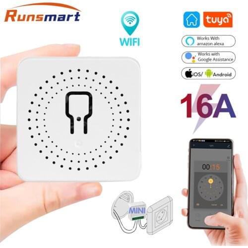 RUNSMART 16A Circuit Breaker, Mini Wifi Smart Switch DIY Home Automation Module, Compatible Alexa Tuya Smart Life App
