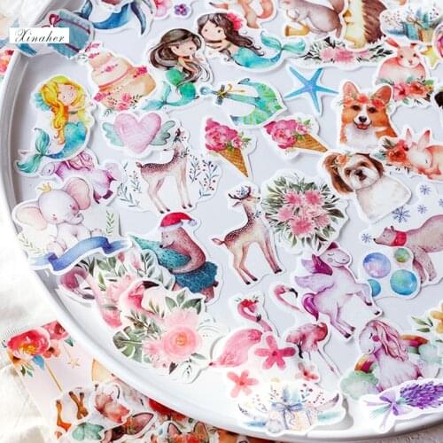 XINAHER 40 Pcs/Bag Vintage forest animal elk Flamingo paper sticker package DIY diary decoration sticker album scrapbooking
