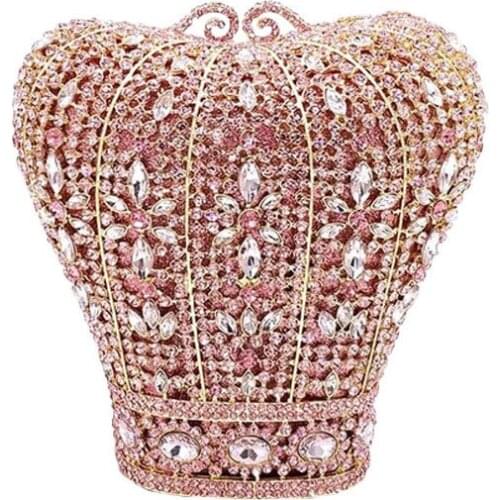 Lady Red/Purple/Pink/Green/Gold Color Rhinestone Clutch Bags Purse Best Crystal Evening Bag Luxury Ladies Handbag Chain Handbags