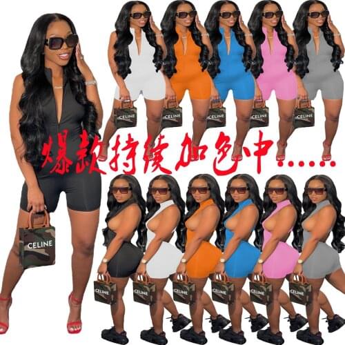 Women Ribbed Halter V-neck Open Back Romper Active Sexy Bodycon Sleeveless Solid Knitted Playsuit Yoga Overall Outfits