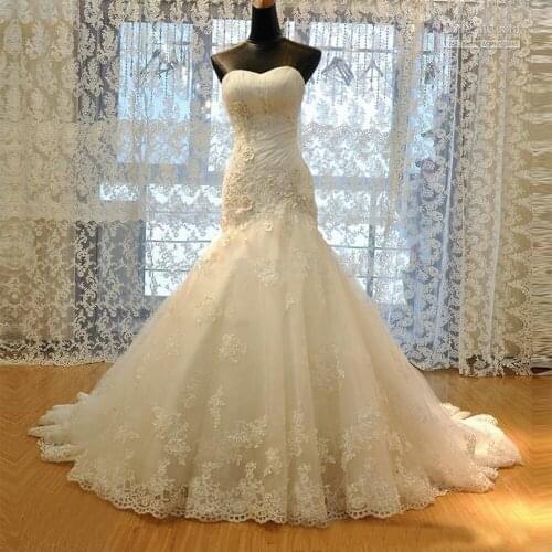 YIWUMENSA Vestido De Noiva Sereia Mermaid Wedding Dresses Formal Bride Party Strapless White Appliques Beaded Bridal Gowns 2021