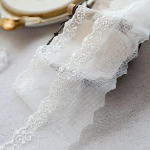 10 Meters 5.8CM Width Free shipping Wholesale Light Beige Knitting Embroidered Lace Trim DIY Lace Ribbon Decorative