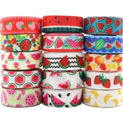 10 Yards 7/8" (22mm) Fruit Printed Grosgrain Ribbons For Hair Bows DIY Handmade Materials Y2020123103