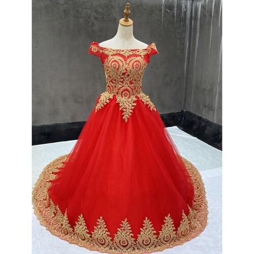 100% Real Photo Red Quinceanera Dress Off The Shoulder Lace Flower Prom Ball Gown Plus Size Custom Made Vestidos De Quinceaneras