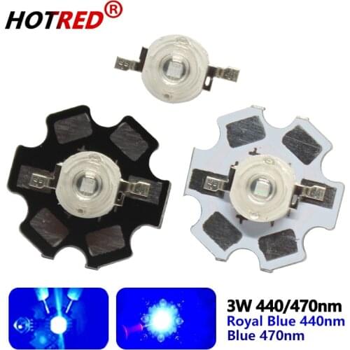 100pcs Grow Light 3W Grow Leds Royal Blue led 440nm + Blue 470nm Lamp Source 10W 20W 30W 50W 100W Bulb For 3W Light chip Diode