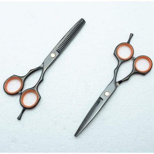 1004C 5.5'' 16cm Customized Logo Black Colour Hairdressing Scissors Cutting Scissors Thinning Shears professional Hair Scissors