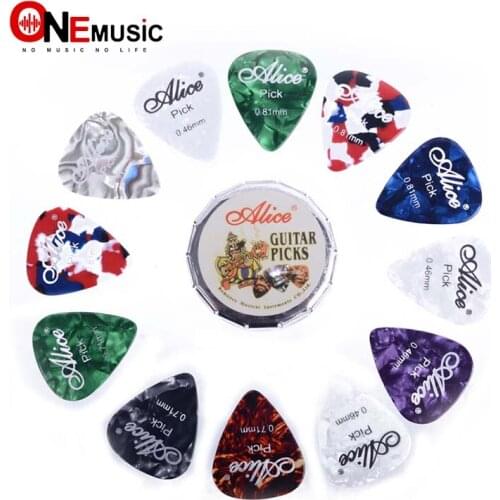 12pcs Alice Acoustic Electric Guitar Picks Plectrums and1 Round Metal Picks Box Case Free Shipping