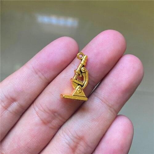 12pcs 21x12mm Microscope Charms Pendants Antique Gold Tone Jewelry Making DIY Bracelet Necklace Handmade Craft Accessories