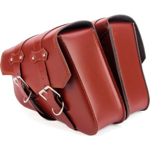 2 Pcs Motorcycle Left & Right Retro Brown PU Leather Luggage Side Saddle Bag Toolbox for Harley Sportster XL883 XL1200