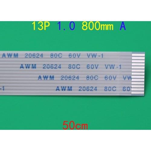 2pcs FFC FPC flat line flexible cable 1 mm pitch 13 pin A Forward Length 800mm Ribbon Flex Cable AWM 20624 80C 60V VW-1