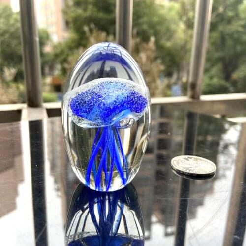 3D Laser Jellyfish Inlay Glass Home Decor Simulation Ornaments Desktop Crystal Aquarium Gift Glass Paperweight Centerpiece
