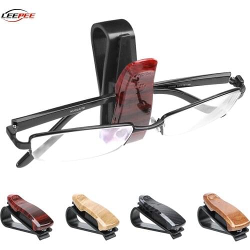 Car Organizer Fasteners Sunglasses Clamps Sun Visor Clips Glasses Storage Case Eyeglasses Holder 4x4 Auto Accessories Wood Grain