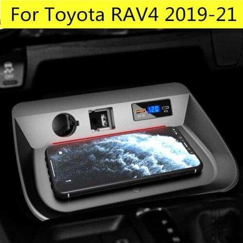 Wireless Charging Phone Panel Holder For Toyota RAV4 2020 USB3.0 PD Led Light Car Wireless Phone Charger For Toyota RAV4 2020