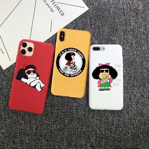 Cute Mafalda TPU soft Silicone phone Case For iPhone 11pro 12pro MAX Candy color Cover For iPhone 7 8Plus X XS Max XR 6s Plus