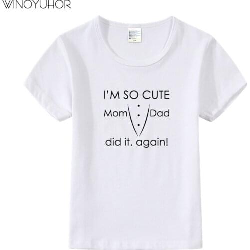 I'M So Cute Letters Print Tops Toddler Kids Summer Funny O-Neck Cotton Tee Shirt Baby Girls Boys Outfits Clothes
