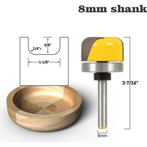 1PC 8mm Shank 1-1/8" Diameter Bowl & Tray Template Router Bit Wood Cutting Tool woodworking router bits