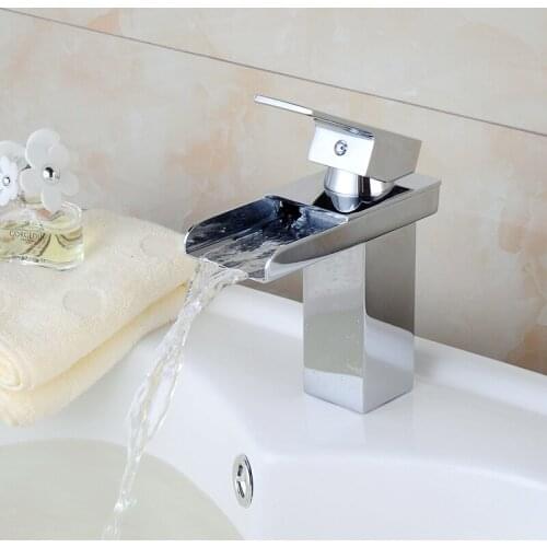 Chrome basin faucet for bathroom oil-rubbed bronze solid brass washbasin faucets square spout waterfall tap mixer