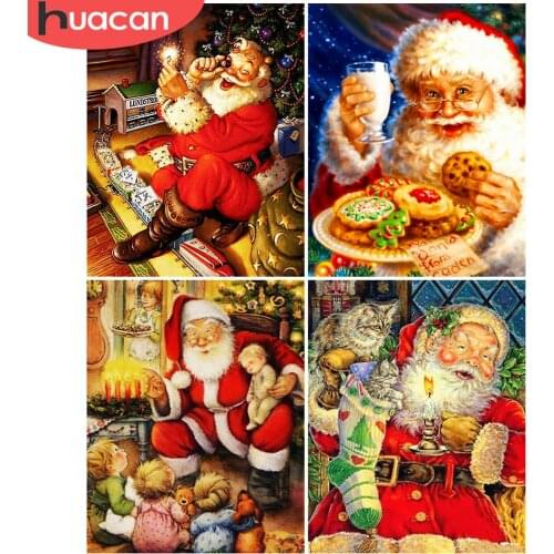 HUACAN 5D DIY Full Square Diamond Painting Christmas Diamond Embroidery Mosaic Rhinestone Santa Claus Home Decor