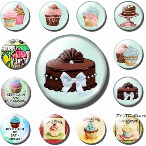 Delicious Cake Cute Fridge Magnet Cartoon 1PCS/Set Refrigerator Magnets 30MM Glass Cabochon Dessert Stickers Creative Home Decor