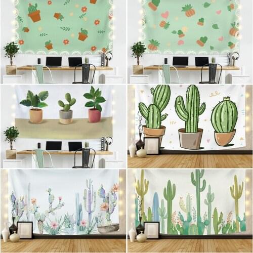 Cactus Cute Green Plant Wall Mounted Tapestry Dormitory Family Bedroom Living Photography Decorative Tapestry