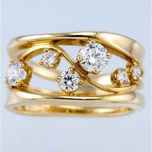 Fashion Hollow Cross Men Ring Luxury Gold Color Cubic Zircon Retro Punk Hip Hop Crystal Finger Rings for Women Wedding Jewelry