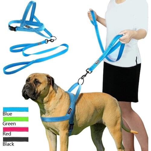 No Pull Reflective Dog Harness Leash Set Pet Vest Lead For Small Meduim Large Dogs Perfect for Daily Training Walking XXS-L