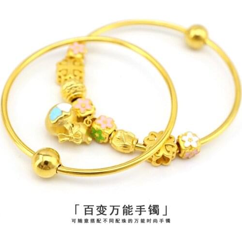KOREAN FASHION 14K GOLD BRACELET FOR WOMENS WEDDING ENGAGEMENT BANGLES CREATIVE MAGIC YELLOW GOLD BRACELET JEWELRY GIFTS GIRL