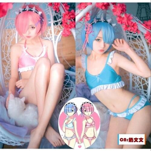 Re:Zero Ram Rem Cosplay Costumes Bikini Sets Bra Underwear Underpants Pants Swimwear Suit Sexy