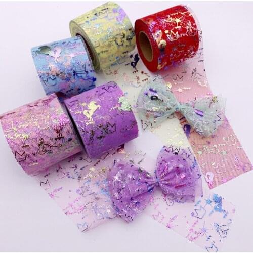 25Yards Horse Printed Organza Ribbon for Hairbow Diy Craft Decoration Gift Box Bouquet Packing