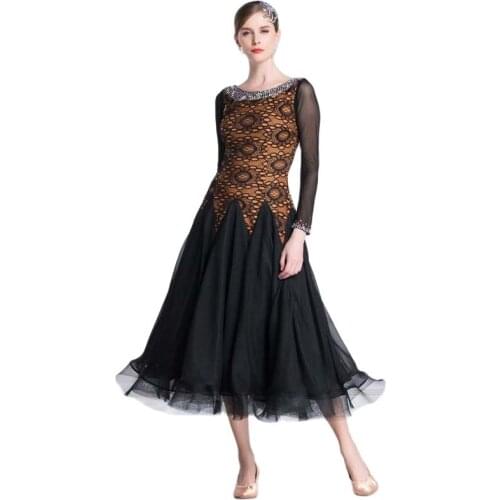 M-18113 Women ballroom dance practice dress waltz social dance uniforms standard smooth dance training dress for sale