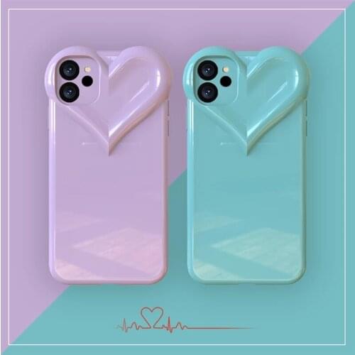Cute Love Heart Camera Liquid Silicone Phone Case For iPhone 12 Mini 11 Pro XR X XS Max 7 8 Plus SE 2020 Protective Soft Cover