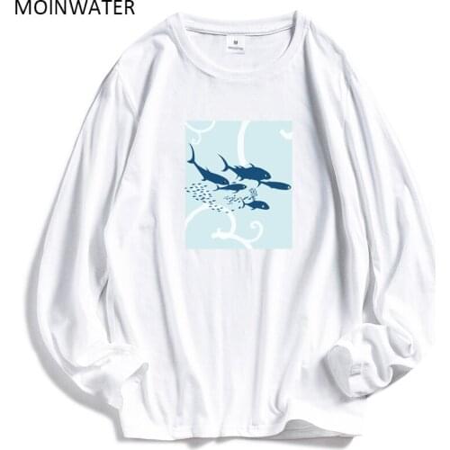 MOINWATER New Women T shirts Lady 100% Cotton Long Sleeve Tees Female Soft Casual T-shirts Tops for Woman MLT2021