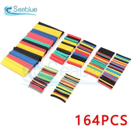 164Pcs Heat Shrink Tube Assorted Insulation Heat Shrink Tubing Wire Cable Sleeve Kit Polyolefin Heat Shrinkable Tube Multicolor