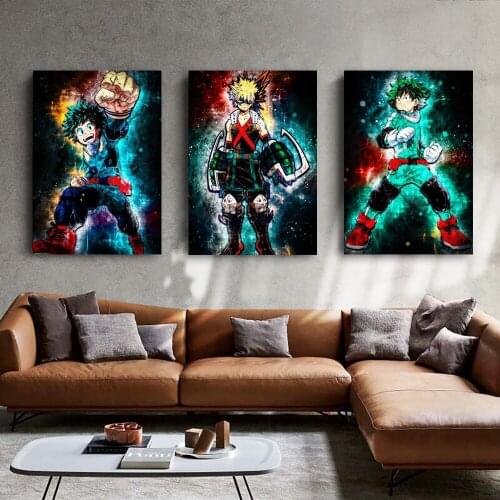 Wall Art Modular Canvas Paintings My Hero Academia Poster Home Decor HD Printed Anime Japan Green Pictures Living Room Framed
